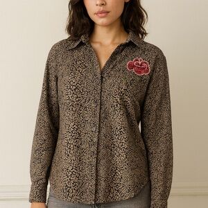 VINTAGE TANTRUMS COLLECTION Brown Floral Embroidered Top